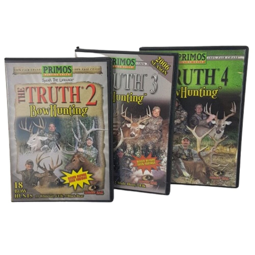 Lot of 3 Hunting DVD PRIMOS The Truth Bow Hunting Truth 2, 3 and 4 Deer Elk Bear